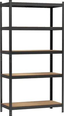 Obrázok produktu pre Regál, konštrukcia pre ťažké bremená, montáž bez náradia, ČIERNY 200 CM