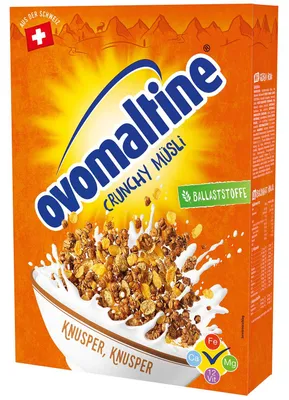 Image de Ovomaltine Crunchy Müsli croustillant à base de malt d'orge et de cacao 450g