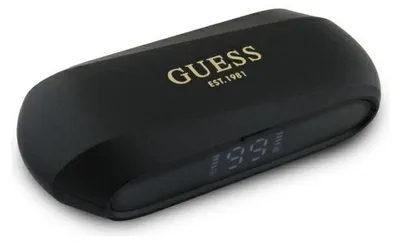 Zdjęcie produktu dla Guess słuchawki Bluetooth GUTWSC2MCDSK   TWS + stacja dokująca czarny/black Elongated Metalic Printed Logo