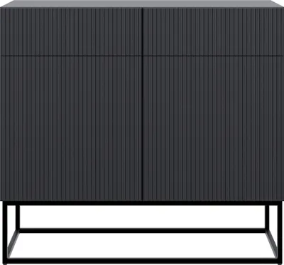Produktbild von Selsey Veldio - Sideboard 2-türig mit Schubladen, schwarz mit Metallgestell, 100 cm