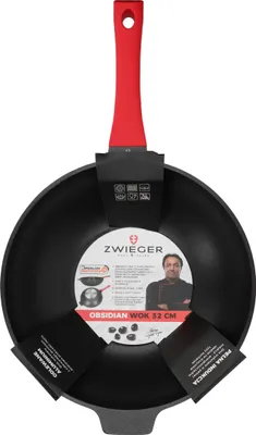Produktbild von Wok Zwieger Obsidian 32 cm Aluminium antihaftbeschichtet induktionsgeeignet