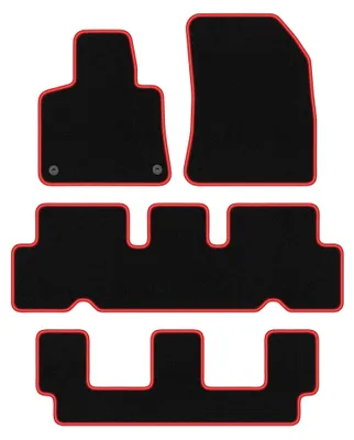 Productafbeelding van Velours automatten voor Citroen C4 Grand Spacetourer 2013-2021 – 4-delig, zwart/rood, op maat – Wielganizator CARLUX