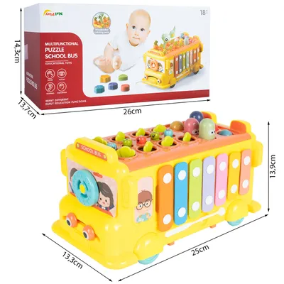 Image de Malplay Jeux d'encastrement Jeu de tri Xylophone Bus Sorter Ver Jouet musical à partir de 1 an Cadeau