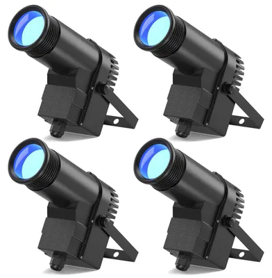 Obrázek produktu pro LED Pinspot PAR scénické světlo – ZQ07010 – sada 4 ks – výkon 30 W – DMX512 – RGBW – ovládání hudbou – zástrčka EU
