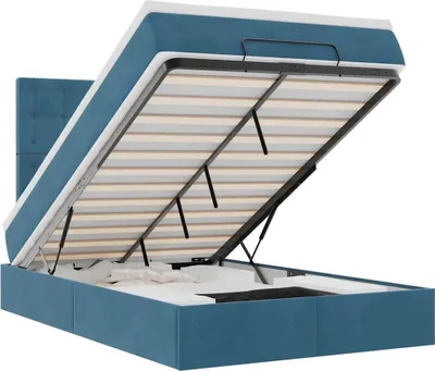 Obrázek produktu pro vidaXL Osmanská postel s matracemi tmavě modrá 120x190 cm sametová