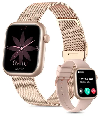 Produktbild von Smartwatch Damen mit Telefonfunktion HD mit 24h Pulsuhr Schlafmonitor SpO2 KI-Zifferblatt KI Q A 110+ Sportmodi Uhr für Android Roségold