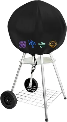 Productafbeelding van Barbecuehoes - Grillhoes Ronde Grill - Bescherming Buiten - Scheurvast Oxford-stof - 50 x 46 cm - Zwart