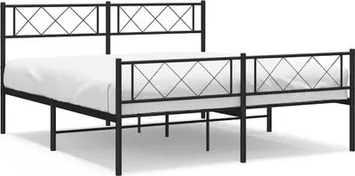 Produktbild von vidaXL Bettgestell mit Kopf- und Fußteil Metall Schwarz 135x190 cm