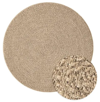 Image de vidaXL Tapis ZIZUR Ø 200 cm Aspect jute Intérieur et extérieur