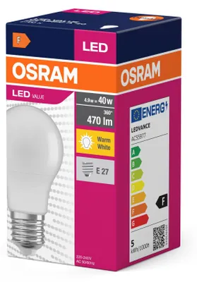 Immagine prodotto di OSRAM LED Birne 4,9W E27 470lm 2700K 10 Stück Verkaufseinheit 351772 4099854109652