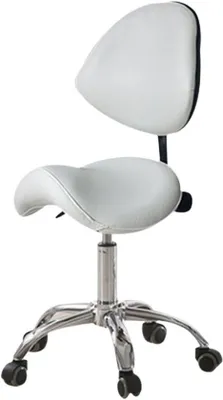 Produktbild von Zadelkruk Ergonomisch mit Rückenlehne - Höhenverstellbar von 42-78 cm, Weiß