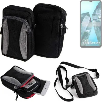 Produktbild von K-S-Trade Holster Schutz Hülle kompatibel mit Vivo Y18i Handy Hülle Gürteltasche Umhängetasche mit Zusatzfach schwarz