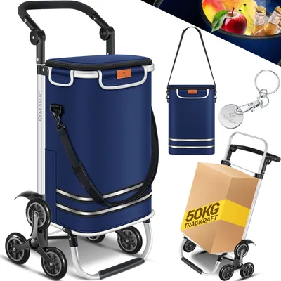 Produktbild von KESSER® Einkaufstrolley mit Kühlfach ideal für Stufen 56L Kapazität | klappbar & belastbar bis 50kg | Faltbarer Einkaufswagen Umhängetasche Navyblau
