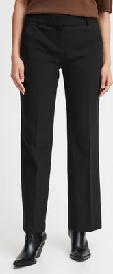 Image de Pantalon en tissu pour femme Fransa FRVita, avec braguette et fermeture éclair, poches latérales, légèrement élastique, détails de la marque, passants de ceinture, mélange de coton, coupe slim