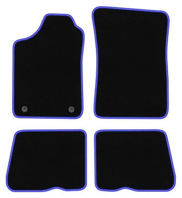 Image de Tapis de sol en moquette pour Renault 19 1988-1996 (cabriolet/à hayon/Seden) – jeu 4 pièces, noir/bleu, sur mesure – Wielganizator CARLUX