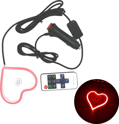 Produktbild von Herzförmiges LED-Neonlicht, Stroboskop-Blitzmodi, superhell, einfache Installation, LED-Anzeige, Schild, Autobeleuchtungszubehör