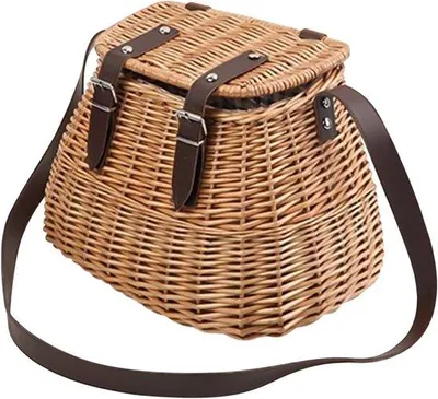 Produktbild von Campingmand, Handgeweven, Schouderband, Deksel, Organizer Mand, Multifunktioneller Rucksack, für Outdoor Aktivitäten, Camping, Picknick, Feiern, Festen, Familie, Freizeit
