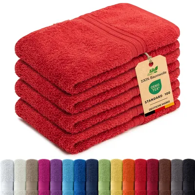 Produktbild von 4er-Set ARIZONA Handtuch-Serie von AR Line – 100% Baumwolle, 500 g/m², 4er-Set Gästetücher 30x50 cm, Rot