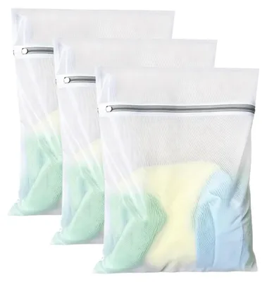 Waschbeutel-Set 3er-Pack, 50×60 cm, weiß, Feinwäsche-Netz