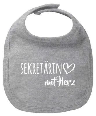 Produktbild von Huuraa Baby Lätzchen Sekretärin mit Herz Heather Grey Klettverschluss  Baumwolle Latz Geschenkidee