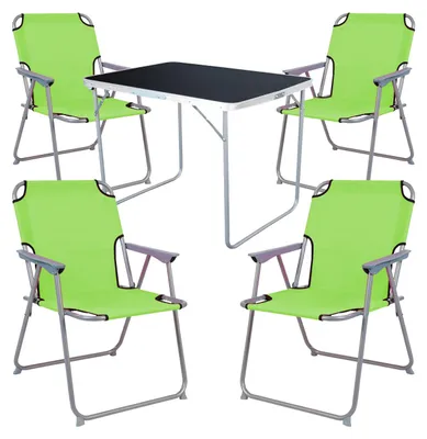 Image de set de camping 5 pièces table de camping + 4 chaises de camping chaise pliante
