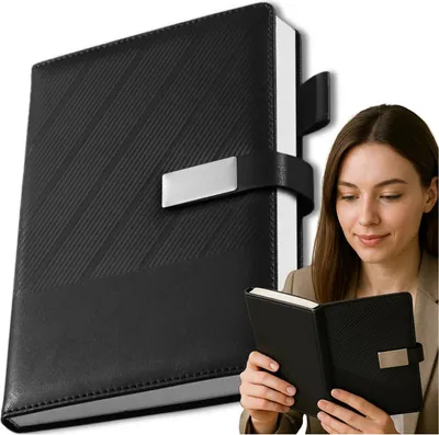 Immagine prodotto di EDIBAZZAR | Taccuino con chiusura, agenda, diario A5 nero elegante