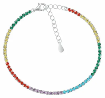 Immagine prodotto di Bracciale da tennis in argento con zirconi colorati, modello BRC168WRBW