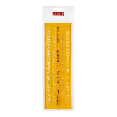 Produktbild von Aristo AR5305 Schriftschablone 3,0 mm und 5,0 mm Duo-Kombi gerade Mittelschrift ( formstabiler PET-Kunststoff) orange-transparent