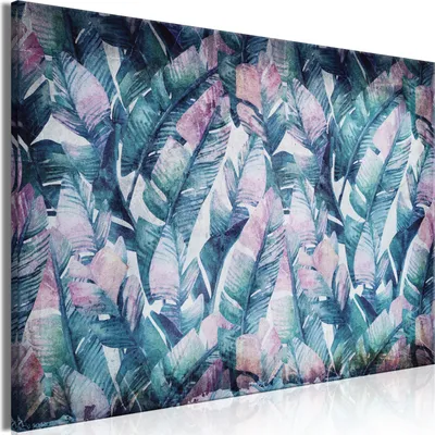 Produktbild von Italienischer Leinwand Leinwandbild - Exotic Story (1 Part) Vertical 90x60 cm Blätter b-C-0849-b-a