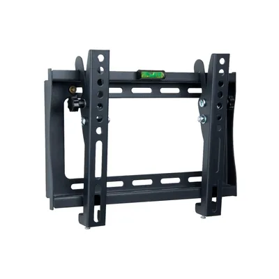 A black metal TV wall mount is shown against a white background.