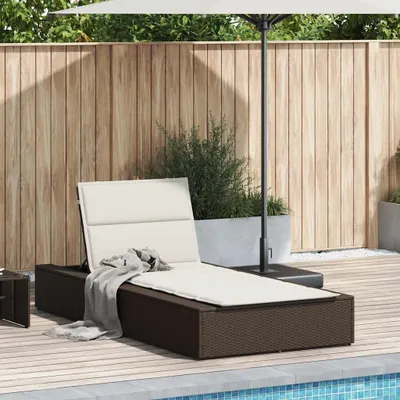 Image de vidaXL Chaise longue avec support flottant Marron Poly rotin