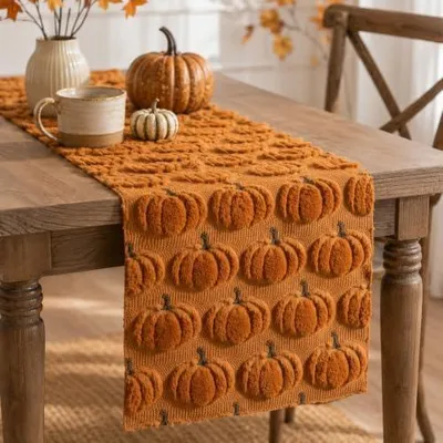 Produktbild von Tischläufer für den Herbst, Halloween Dekoration, weicher Kunstfell Tischläufer | 33x183 cm