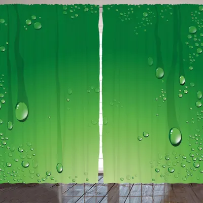 Produktbild von ARANDE Grün Gardine, Abstrakte Kunst-Art-Vektor-Illustration des Wassers lässt Hintergrund-Druck fallen, 280 x 260 cm, Apfelgrün Farngrün