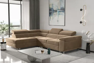 Produktbild von Kaiser Möbel Ecksofa mit schlaffunktion und bettkasten, Sofa L form, Couch L form ATOM HELLBRAUN Links