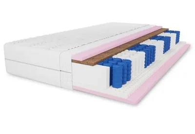 Immagine prodotto di Materasso a molle insacchettate SELSEY 200x200x26 H3/H4 - mediamente rigido, duro, con materasso in cocco, lattice, 7 zone, anallergico, confortevole, rivestimento ondulato
