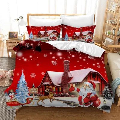 Immagine prodotto di Set di lenzuola per letto a tema natalizio con Babbo Natale e renne, ideale per bambini