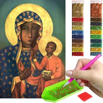 Produktbild von ARTULIO Diamond Painting Set - Madonna von Tschenstochau im Ikonenstil - 60 x 40 cm - Groß XXL - 5D Crystal Art, Bilder DIY