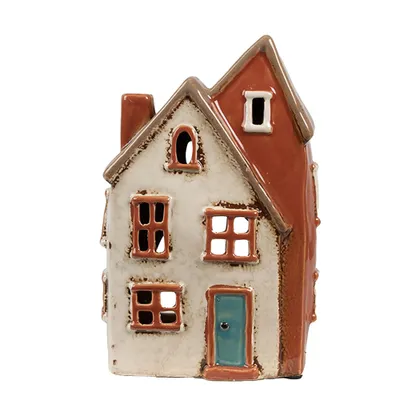Produktbild von Clayre & Eef Teelichthalter Haus 13x8x20 cm Beige Keramik