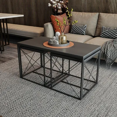 Obrázek produktu pro Skye Decor, Sada konferenčních stolků – Dolphie (antracit + černá)