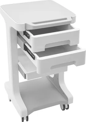 Immagine prodotto di Carrello per parrucchieri - Carrello a 3 piani - Carrello per attrezzature spa - Ripiani in ABS - Struttura in metallo - Carrello su ruote - Grigio