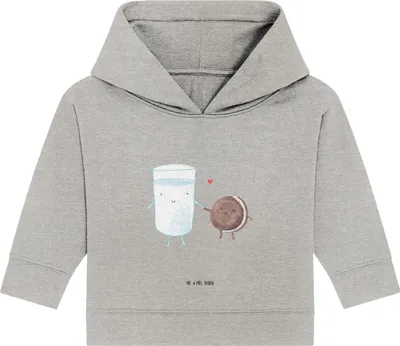 Produktbild von Mr. & Mrs. Panda Organic Baby Hoodie Milch Keks 12. - 18. Monat - Heather Grey - Geschenk, Kapuzenshirt, Kekse, Kapuzensweatshirt, Cookie, Lustige Sprüche, Milk, Kaffee