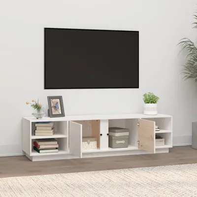 Obrázek produktu pro The Living Store TV skříňka bílá 156x40x40 cm z masivního borovicového dřeva