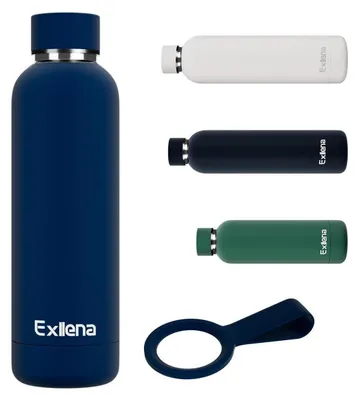 Immagine prodotto di Borraccia in acciaio inossidabile, 500 ml, blu scuro, a prova di perdite, mantiene le bevande fredde per 24 ore e calde per 12 ore