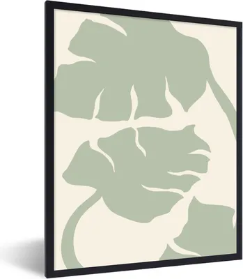 Produktbild von MuchoWow® Gerahmtes Poster Monstera - Blätter - Grün - Pflanzen 60x80 cm - Poster mit Schwarzem Bilderrahmen Wandposter Rahmen Foto Bilder - Premium - Wanddeko Wohnzimmer