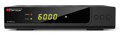 A black satellite receiver is shown against a white background.