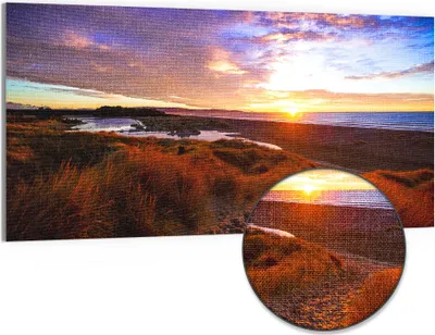 Produktbild von DEQORI Hybrid Leinwand Bild 100x50 cm 'Küstenabschied' Wandbild Glas flach modern