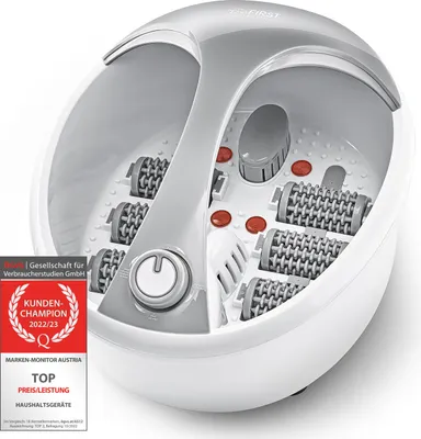 Produktbild von TZS First Austria Fußsprudelbad 450W, Fußmassagegerät- 3 Programme, Fußmassagebad 6 Massagerollen, Infrarot- und Heizfunktion, Fuß Massage
