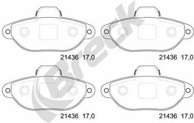 Produktbild von BRECK 21436 00 702 00 Bremsbeläge Satz Vorne Bremsklötze für FIAT PANDA (169) PUNTO (188) Seicento / 600 Schrägheck (187) PUNTO (176) CINQUECENTO
