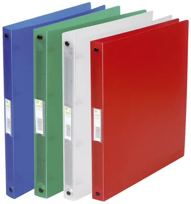 Imagen del producto de Q-Connect KF02913, carpeta de anillas transparente, formato A4, 2 anillas, diámetro de las anillas: 16 mm, surtido de colores transparentes