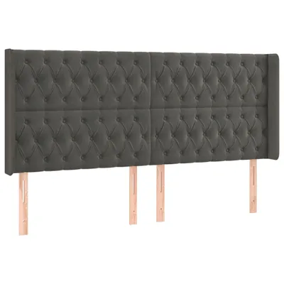 Produktbild von vidaXL Kopfteil mit Ohren Dunkelgrau 183x16x118/128 cm Samt
